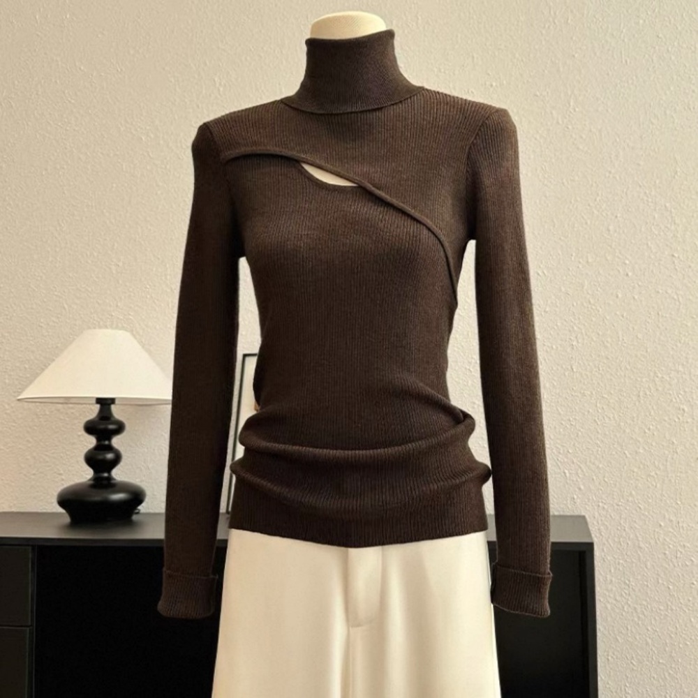 EBrown Cutout Sweater